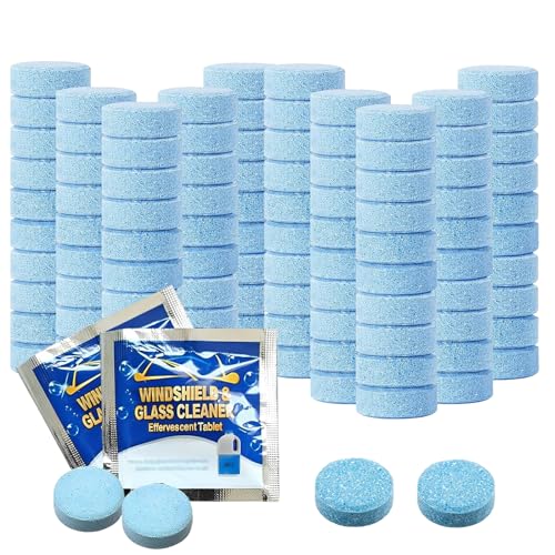 Screenwash Tablets 100 Pcs,Screen Wash Tablets,Screen Wash Tablet for Cars for Cars Windshield Glass KitchenWindows Cleaning Concentrated Solid Fluid Detergent