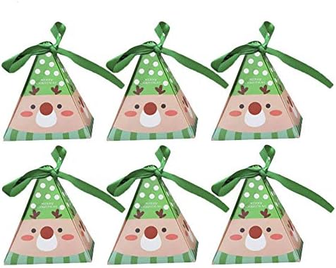 Blanketswarm 30 Pcs Wrapping Bags Box,Small Christmas Tree Santa Claus Reindeer Favour Xmas Candy Boxes Party Fruit Bag,80x80x90mm Height (Reindeer)