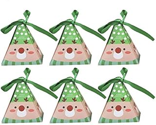 Blanketswarm 30 Pcs Wrapping Bags Box,Small Christmas Tree Santa Claus Reindeer Favour Xmas Candy Boxes Party Fruit Bag,80x80x90mm Height (Reindeer)