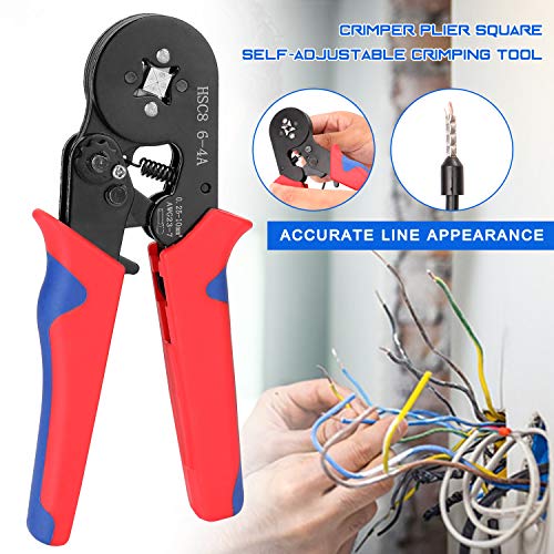 Gecheer Crimper Plier Square Ferramenta de crimpagem auto-ajustável para terminais de cabos virolas