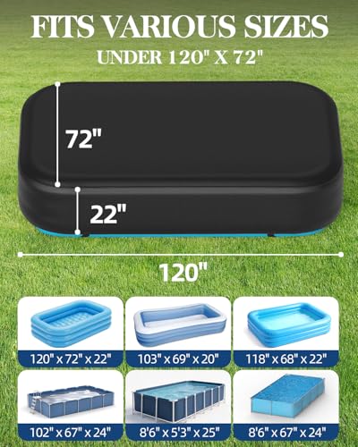 Cubre piscina inflable rectangular 120x72 pulgadas miniatura 2