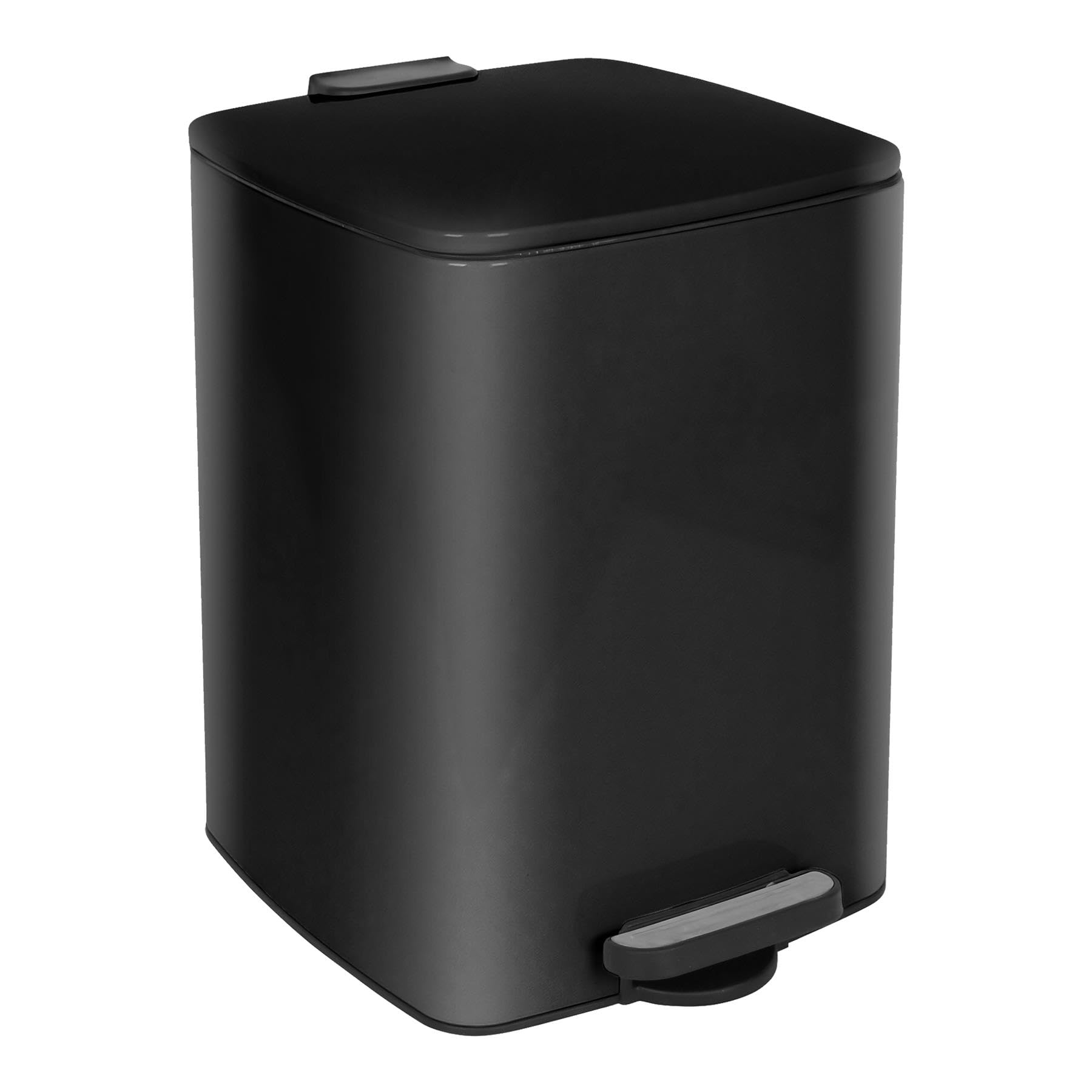 Harbour Housewares 20L Square Stainless Steel Pedal Bin โ Black Soft Close Kitchen Trash Can with Foot Pedal, Removable Inner Bucket, Hands Free Rubbish Bin for Home, Office, Utility Room