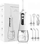 Luxecare Luxe Water Flosser, 2026 Upgraded Portable Oral Irrigator 300ML 5 Jet Tips Rechargeable Tooth Flosser Teeth Braces Pick IPX7 Waterproof Irrigation Cleaner for Travel Home White