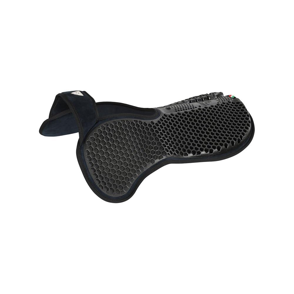 ACAVALLO Protector de espalda libre hexagonal gel 1/2 Pad y soporte trasero caballo equitación elevador azul