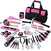 THINKWORK Pink Tool Set – 207 Piece Lady’s Portable Home Repairing Tool Kit with 13” Wide Mouth Open Storage Tool Bag…