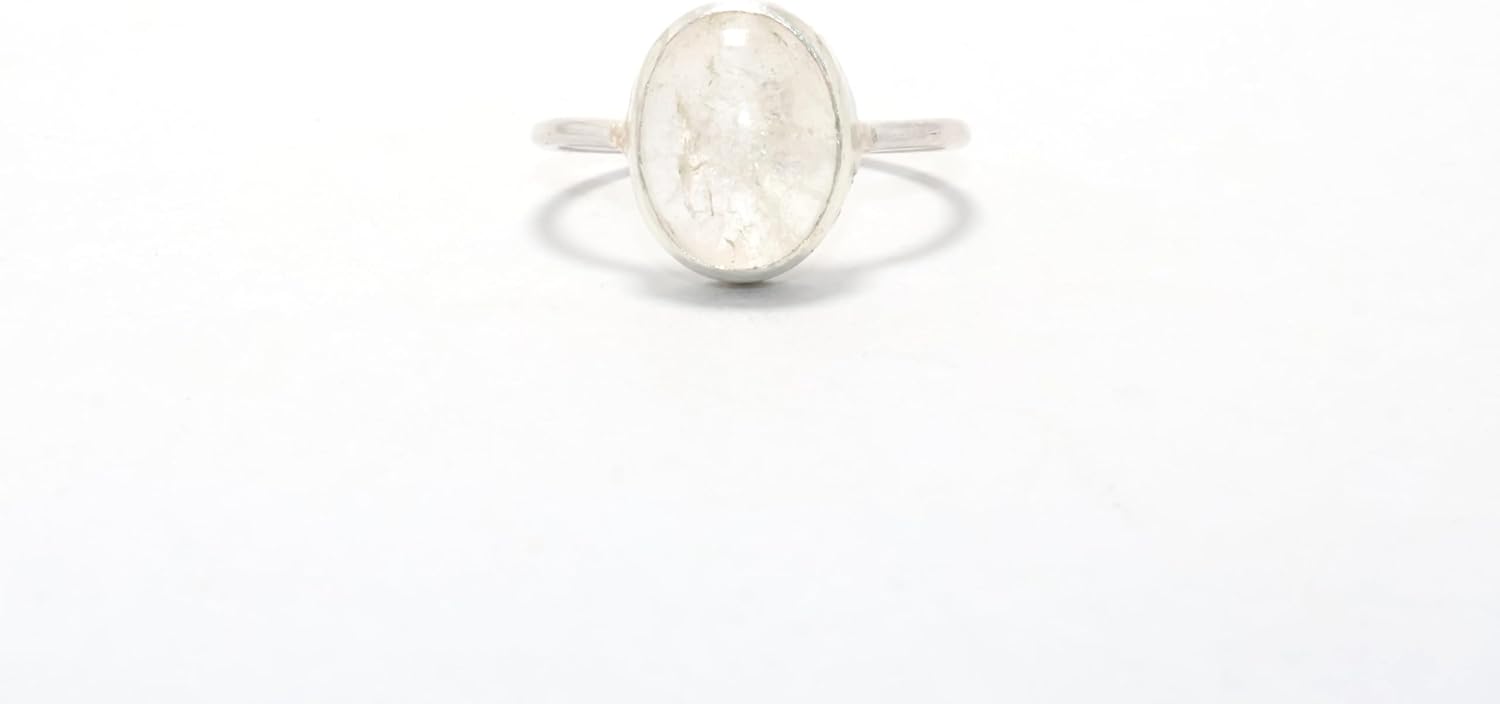 Genuine Clear Crystal Quartz Ring 925 Sterling Silver Handmade Jewelry Natural Gemstone Ring Ideal Gift for Women Girls Everyday Use