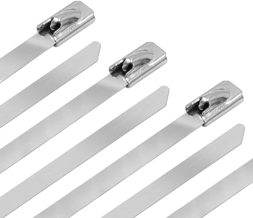 Maxxima 12 Inch Stainless Steel Zip Tie Multipurpose Metal Self-Locking Sturdy Cable Ties, Heavy Duty, Suitable for Exhaust Wrapping, Fence Repairs, Canopies, Indoor/Outdoor Use, 200 Pack