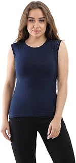 فانلة داخلية فسكوز سادة بدون أكمام برقبة دائرية ضيقة حريمي من كارينا