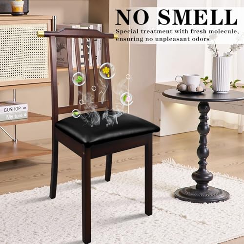 Image of Pu Leather Dining Chair Seat Covers Set of 6, Waterproof Dining Seat Covers Stretch Chair Covers for Dining Chairs /Kitchen Room /Hotel, Odorless Seat Covers for Kitchen Chairs (Black - 6 PCS)