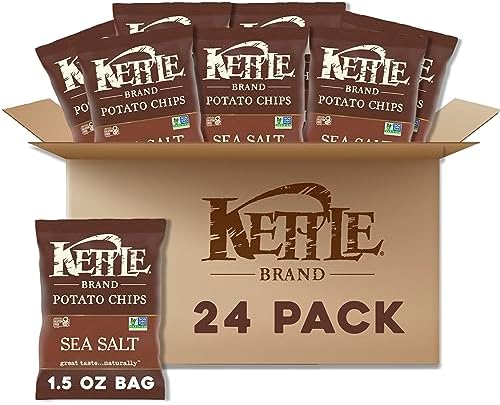 Kettle Brand Potato Chips, Sea Salt Kettle Chips, Snack Bag 1.5 Oz (Pack of 24)