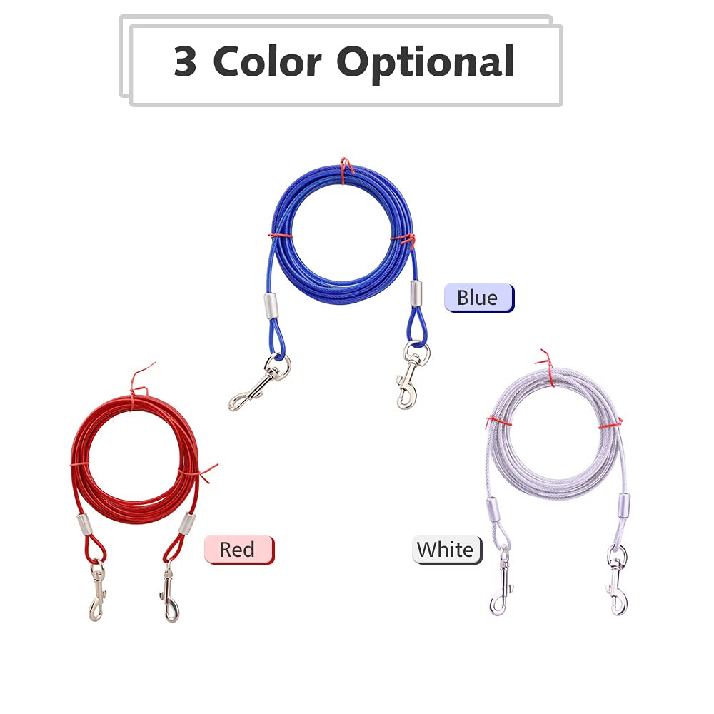Cavo di collegamento per cani con ganci in metallo resistente, in acciaio inossidabile, copertura in PVC, per esterni, cortile, campeggio