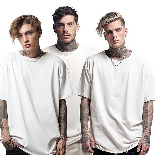 3 Camisetas Oversized OffWhite Masculino Peças Largas e Grandes Lisas Tamanho:G2