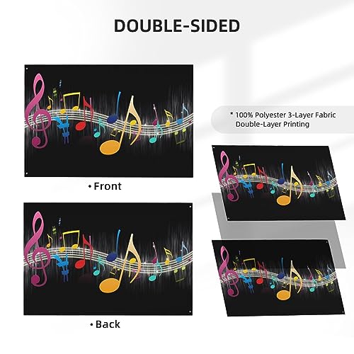 Drapeau note de musique grand format extérieur polyester - 4