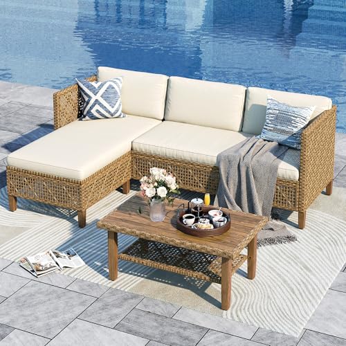 Sophia & William Outdoor Rattan Sofa Set with Thick Cushions