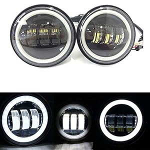 Lot de 2 phares antibrouillard Angel Eyes DRL Halo de 4,5 pouces pour Harley Davidson