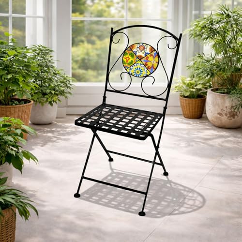 Mosaik Gartenstuhl Balkonstuhl Terassenstuhl klappbar Stern Design Klappstuhl Bistrostuhl Mosaikstuhl