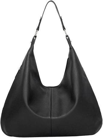 GALPADA Large Capacity Black Retro Pu Tote Bag Fashionable Shoulder Pouch for Women Casual Shopping Handbag for Daily Use and Storage