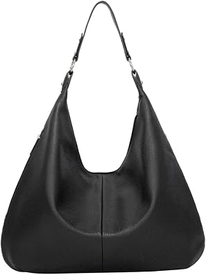 GALPADA Large Capacity Black Retro Pu Tote Bag Fashionable Shoulder Pouch for Women Casual Shopping Handbag for Daily Use and Storage