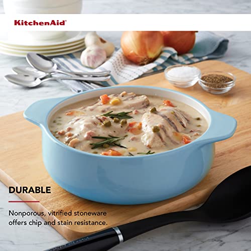 Kitchenaid Vitrified Stoneware Round Casserole Baker, 2.25-Quart, Blue Velvet #TOP3