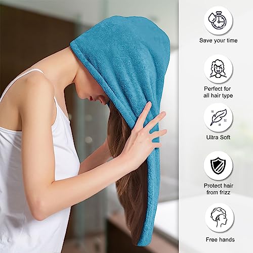 Image of Sassoon Venir Microfiber Hair Wrap Towel for Women (Peacock Color, Free Size) with Smooth Texture Super Absorbent Quick Dry Hair Turban for Drying Hair
