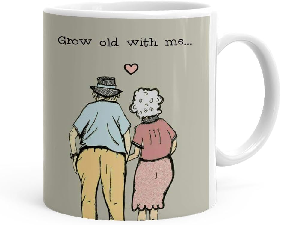 Mojolo Grow Old with Me Quote Ceramic Coffee Mug | Printed Mug Gift for Girlfriend, Boyfriend, Husband, Wife,Valentine, Anniversary, Birthday(Val26-250)