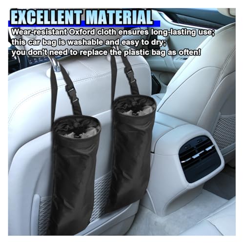 Image of 2PCS Hanging Car Garbage Bag for Back Seat - Universal Detachable Trash Bag Car Garbage Can with Elastic Opening, Washable Auto Trash Can Storage Bags for Outdoor Traveling & Home Use (2PCS)