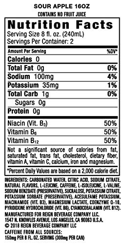 Reign Total Body Fuel, Sour Apple, Fitness & Performance Drink, 16 Fl Oz (Pack of 12) - Thumbnail 6
