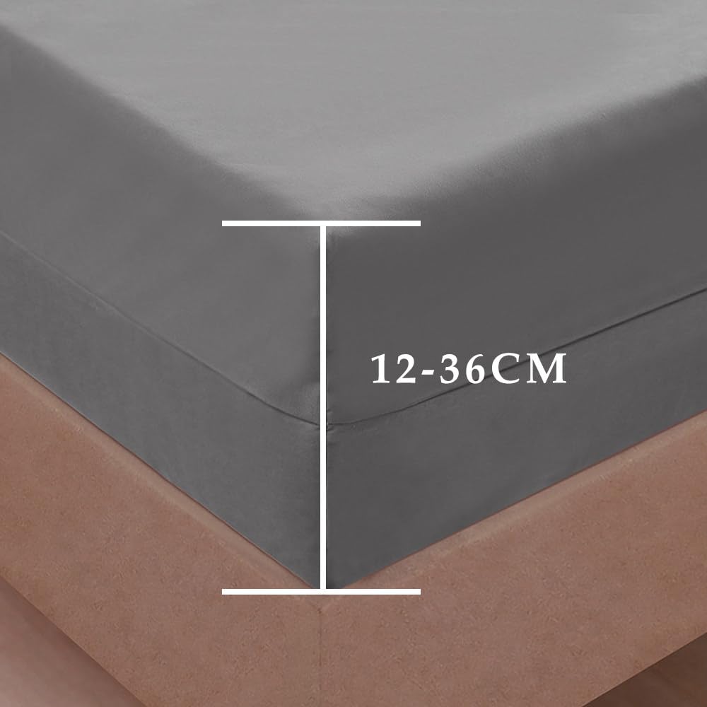 Extra tiefer Taschenmatratzenbezug, atmungsaktives Spannbetttuch, 6-seitiger Schutz, grau, 120 x 200 x 30 cm, ideal zur Linderung von Allergien und Bettwanzen