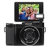 Minolta 30MP Digital Camera 2.7K Ultra HD Video, 3-inch 180 LCD Screen, Face Detection, Anti-Shake, 9 Scene Modes, Photo Burst, Panorama, CMOS Sensor, 32GB Card (Black)