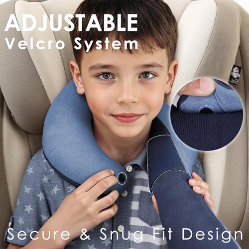 Image of Kids Travel Neck Pillow, Toddler Travel Pillow for Car & Airplane | Comfortably Travel Neck Pillow with Head & Chin Support for Road Trip Rest, Gifts for Toddler /Kids