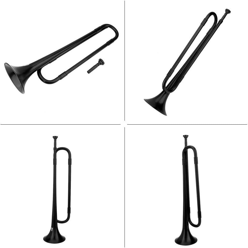 Bnineteenteam B Flat Trumpet Bugle Cavalry Trumpet with Mouthpiece for Children School Student Band (Black)