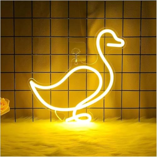 Néon canard pour chambre d'enfant | Lampe LED jaune décorative de 26,5x27,7cm