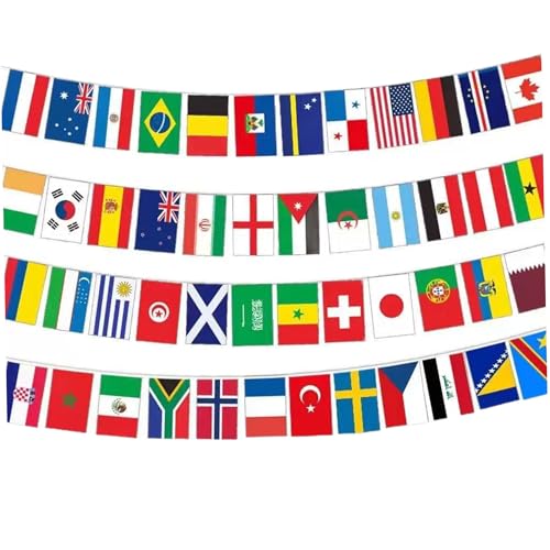 Guirlande de drapeaux du monde 2026 de 25m avec 48 pays en polyester