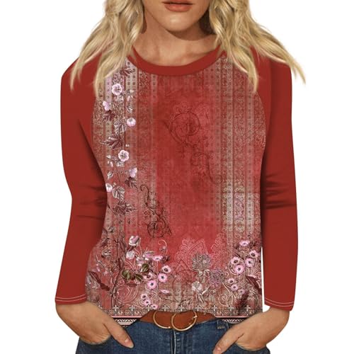 Tops de manga larga para mujer, oversize, primavera, cuello redondo, suéter para mujer, sin capucha, blusas cómodas, túnica elegante, tallas grandes, jersey de flores, camiseta de moda, ropa de calle