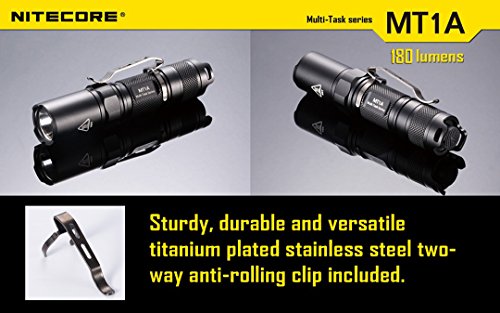 Nitecore Mt1A 180 Lumens Compact Mini Led Flashlight W/Clip & Bonus Lumen Tactical Keychain Light - Use 1 X Aa Battery #TOP6