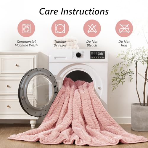 Image of Mr. Sandman Weighted Blankets for Adults Queen Size 15lbs, Warm Sherpa Fleece Throw Blanket for Sleep and Calm, Soft Cozy Heavy Bed Blanket with Jacquard Flannel, 60 x 80 Inches, Pink