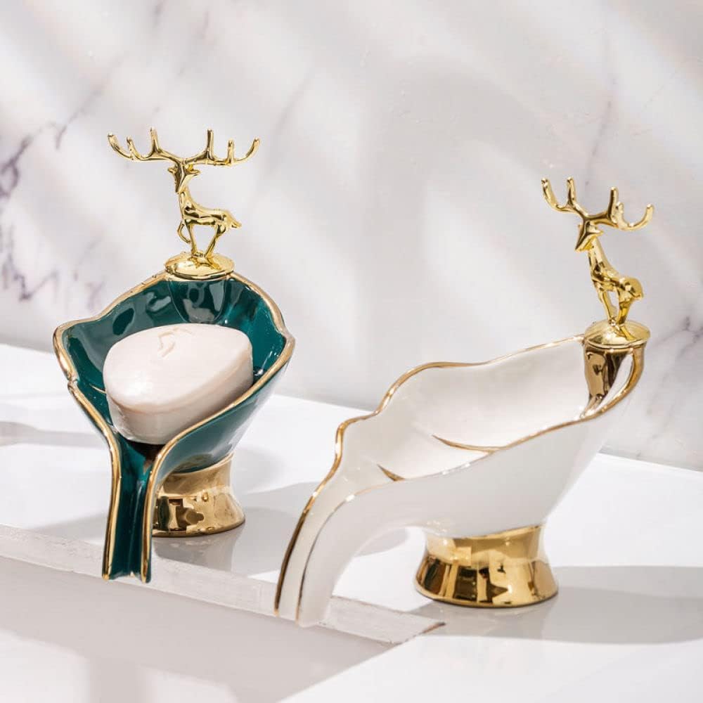 LyZap Jaboneras, jabonera de cerámica, jabonera, jabonera, Bandeja for baño, Ducha, Fregadero de Cocina, Ahorra Espacio y jabón, Accesorios de baño (Color : D)