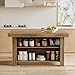LITTLE TREE 55 Inches Kitchen Island with Storage, 3-Tier Farmhouse Wooden Stationary Island Table with Large Worktop & Leg Room, Modern Coffee Bar Table with Storage Shelf for Kitchen, Rustic Brown