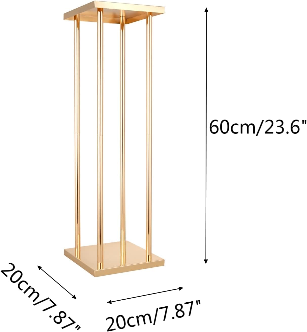 Bigsee 2pcs Gold Wedding Centerpieces Column Vases for Tables Geometric Metal Flower Stand , 23.6 Inch Tall Floor Vase Rectangle Flower Holder for Wedding Party Table Decorations