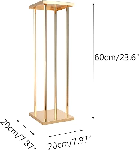 Miniatura 3 de 10 jarrones rectangulares, centros de mesa de boda para mesas, soporte geométrico de metal para flores, dorado, 23.6 pulgadas de alto, jarrón de