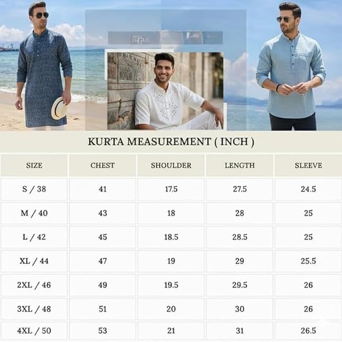 Image of Amazon Brand - INKAST Men's Cotton Blend Mandarin Collar Regular Fit Full Sleeve Casual Short Kurta
