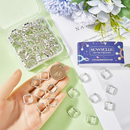 SUNNYCLUE 1 Box 80Pcs 14MM Square Bead Frame Alloy Bead Frames Bulk Tibetan Style Vintage Silver Hollow Metal Frames Beads for jewellery Making Bead Assortments DIY Craft Bracelets Necklaces Earrings - Image 3