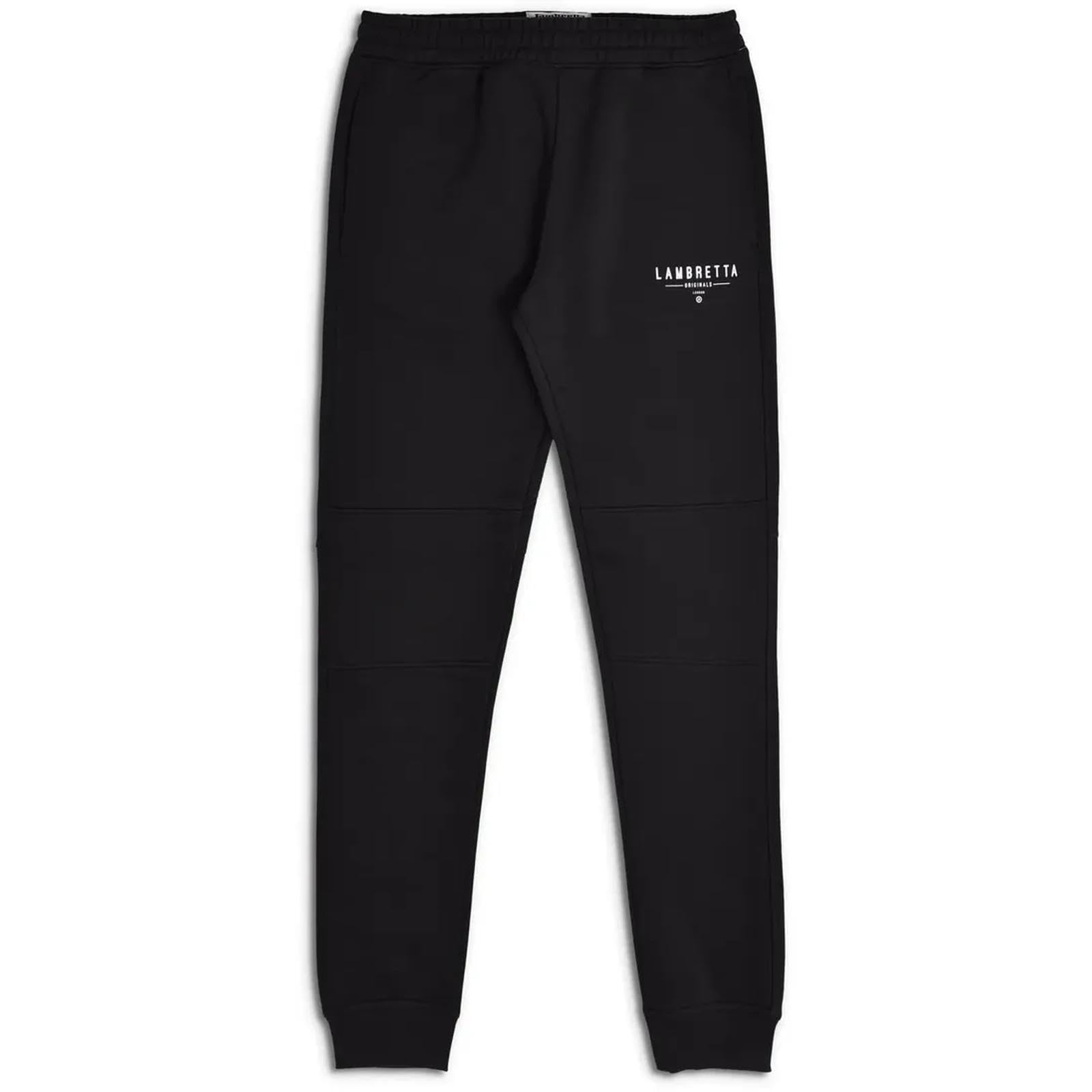 Lambretta Men's Black Logo Joggers Fleece Lined Tracksuit Bottoms Jogging - 4XL