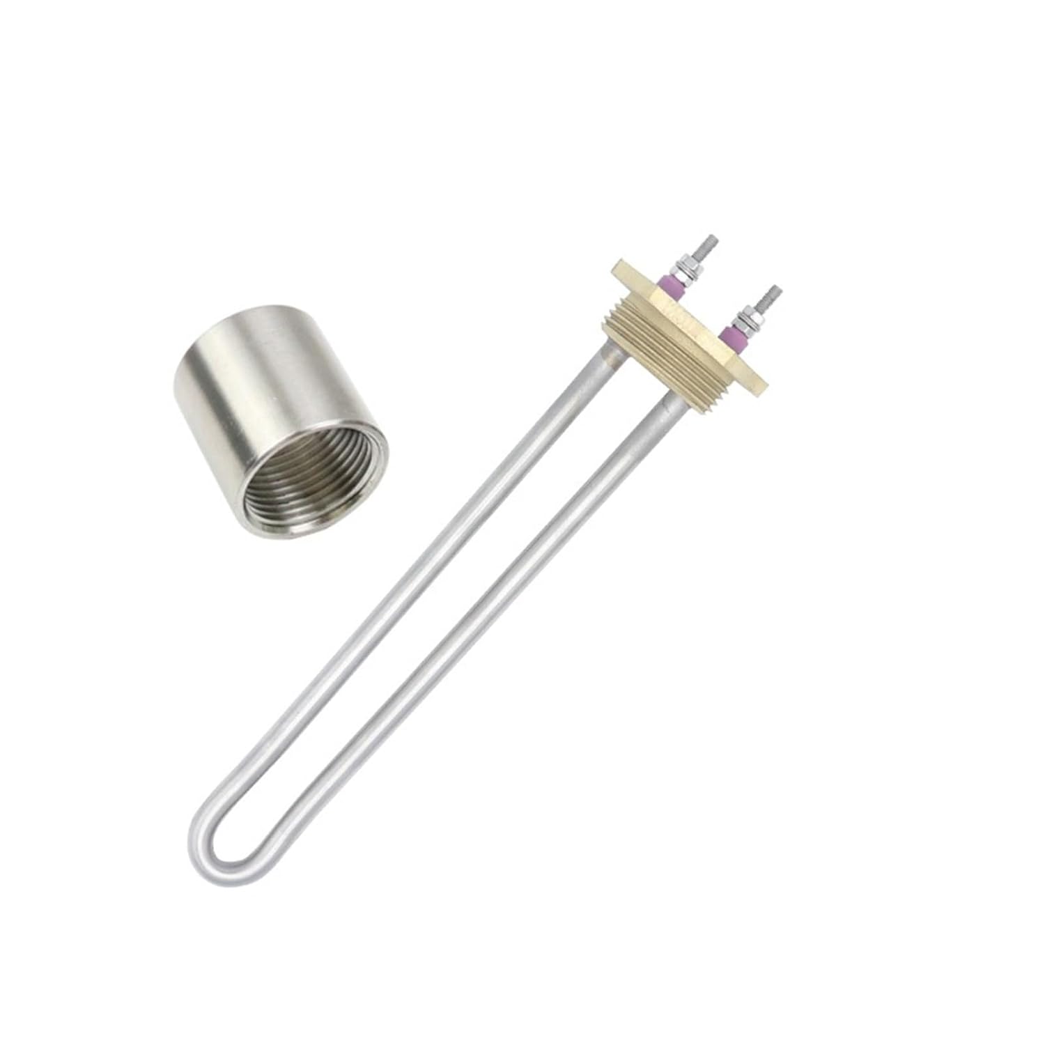 12V Heating Element 1 1/4 Inch DN32 Copper Flange Water Heater Stainless Steel 200w/300w DC Solar 1Pcs(Heater with Nut,12v 200w)