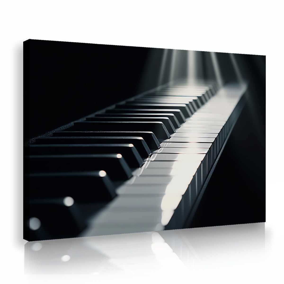 TOANGWALL Piano Keys Canvas Wall Art Black White Musical Painting Retro Framed Poster Monochrome Wall Posters Art Prints Pictures Graphic Illustration Mural For Studio Decor 80x120cm
