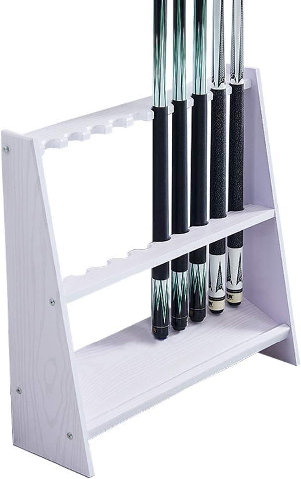 Pool Cue Rack Corner -Billiard Stick Stand,Fishing Rod Rack,Holds 10 Cues,High Density Board,Pool Stick Holder,for Billiards Snooker Accessory