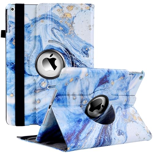 Ceysin Rotating Case for iPad 9th Generation (2021) / 8th Generation (2020) / 7th Gen (2019) 10.2 Inch - 360 Degree Rotating Protective Stand Cover with Auto Wake Sleep Function (Blue quicksand)