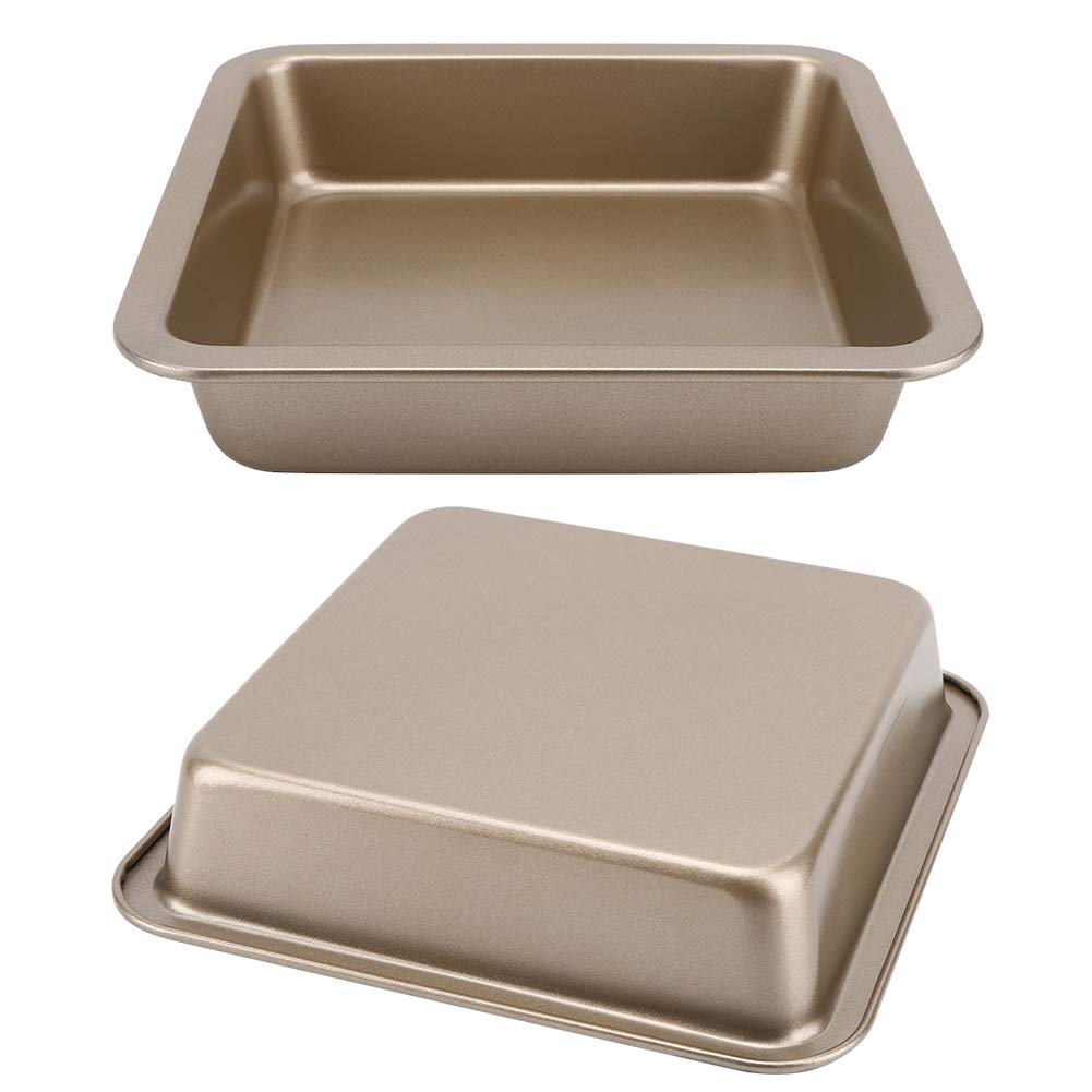 SIXRUN Confezione da 2 Stampi per Torte in Acciaio Al Carbonio, Antiaderenti, 22,5 X 22,5 X 4,6 Cm, per Cheesecake, Pizza, Pane, Cottura in Casa, Panetteria, Pasticceria, Negozio di Dolci (#2)