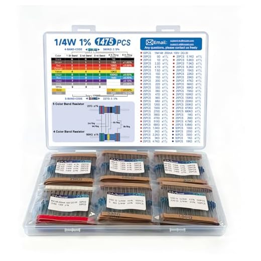 1475 Piezas Surtido de Resistencias Electronica (52 Valores) Resistencia Kit 1/4W ± 1% alta precisión 0 Ohm a 5.6M ohm adecuado para proyectos de electrónica