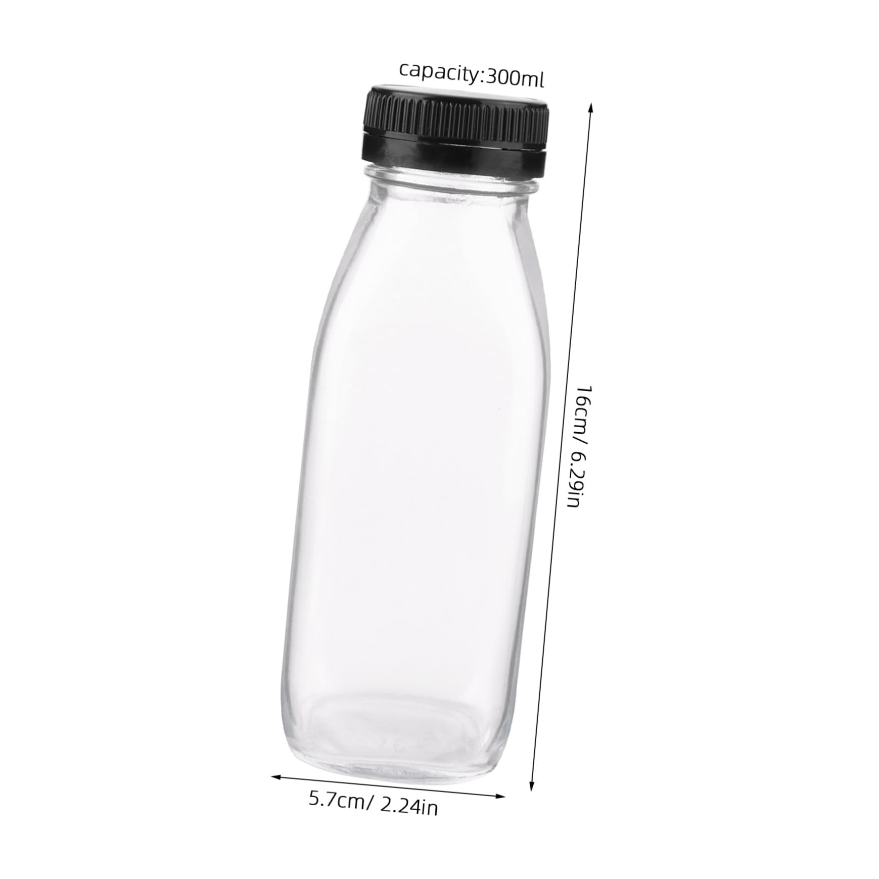 5 Stück 300ml Glasflaschen Transparent für Milch, Wasser, Saft, Joghurt